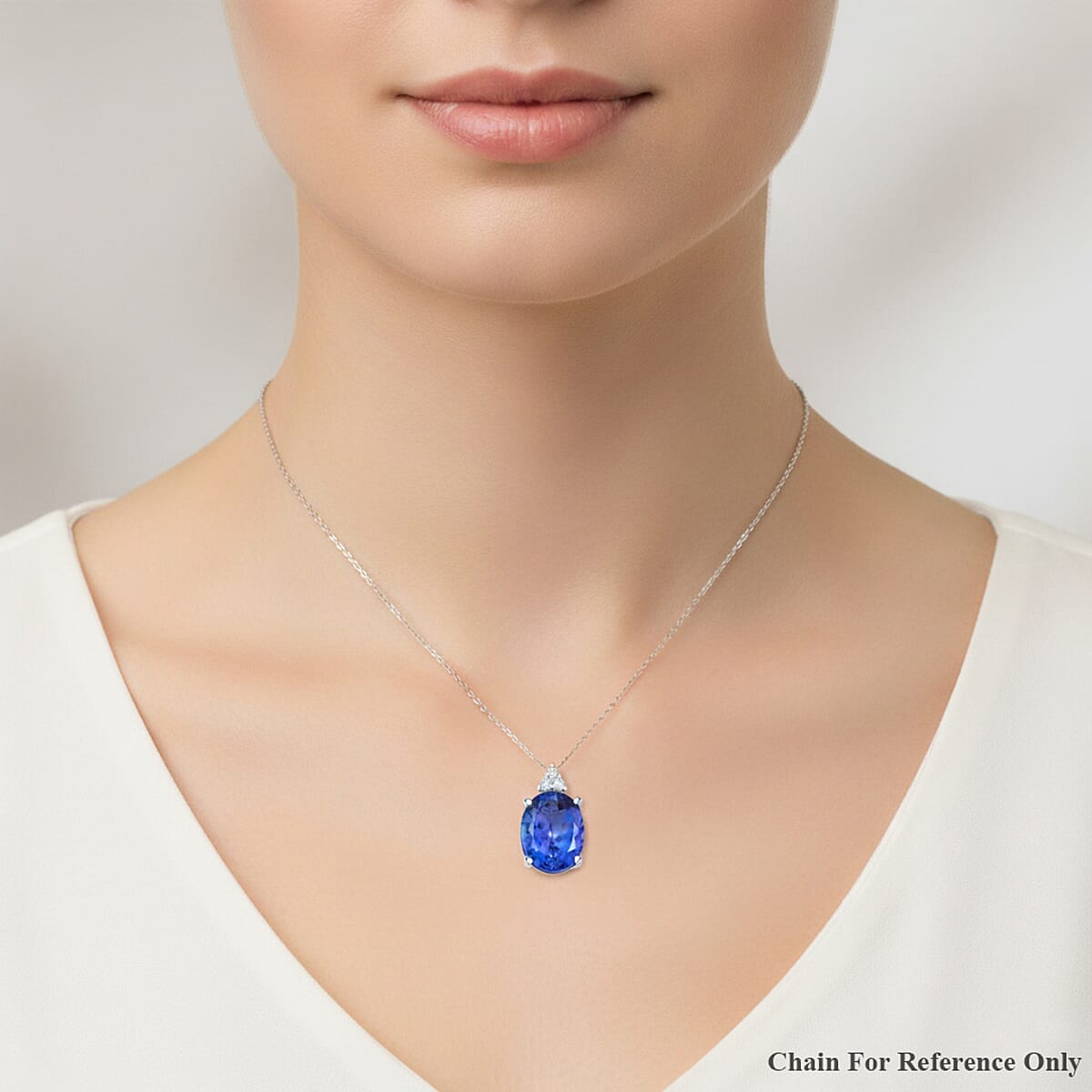 Certified & Appraised Luxoro AAA Tanzanite and I2 Diamond 3.30 ctw Pendant Necklace 18 Inches in 14K White Gold  image number 2