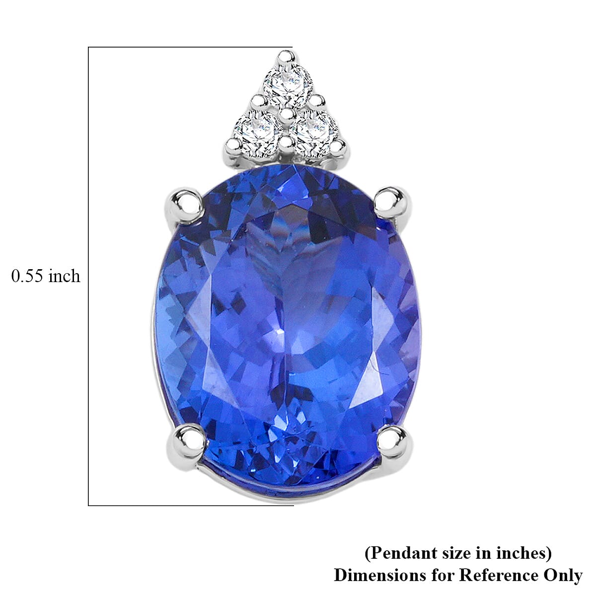Certified & Appraised Luxoro AAA Tanzanite and I2 Diamond 3.30 ctw Pendant Necklace 18 Inches in 14K White Gold  image number 4