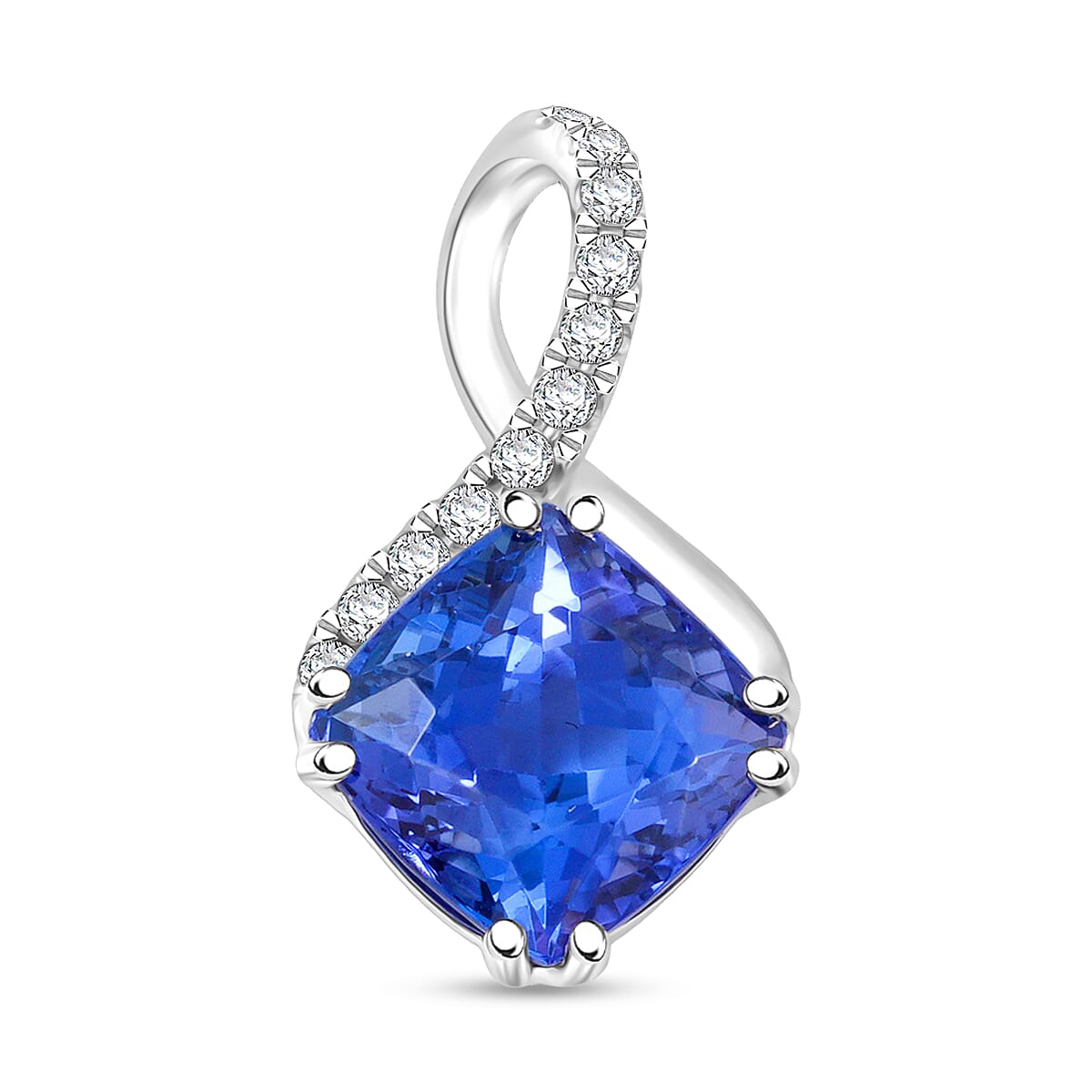 Certified & Appraised Rhapsody AAAA Tanzanite and E-F VS Diamond 2.80 ctw Pendant Necklace 18 Inches 4.51 Grams image number 0