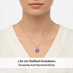 Certified & Appraised Rhapsody AAAA Tanzanite and E-F VS Diamond 2.80 ctw Pendant Necklace 18 Inches 4.51 Grams