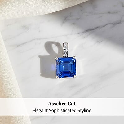 Certified & Appraised Rhapsody Asscher Cut AAAA Tanzanite and Diamond E-F VS 1.85 ctw Pendant Necklace 18 Inches in 950 Platinum