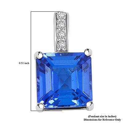 Certified & Appraised Rhapsody Asscher Cut AAAA Tanzanite and Diamond E-F VS 1.85 ctw Pendant Necklace 18 Inches in 950 Platinum