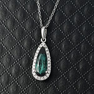 Doorbuster Certified & Appraised Rhapsody AAAA Pirineu Lagoon Tourmaline and Diamond E-F VS 2.00 ctw Pendant Necklace in 950 Platinum 20 Inches
