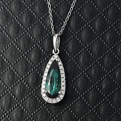  Certified & Appraised Rhapsody AAAA Pirineu Lagoon Tourmaline and Diamond E-F VS 2.00 ctw Pendant Necklace in 950 Platinum 20 Inches
