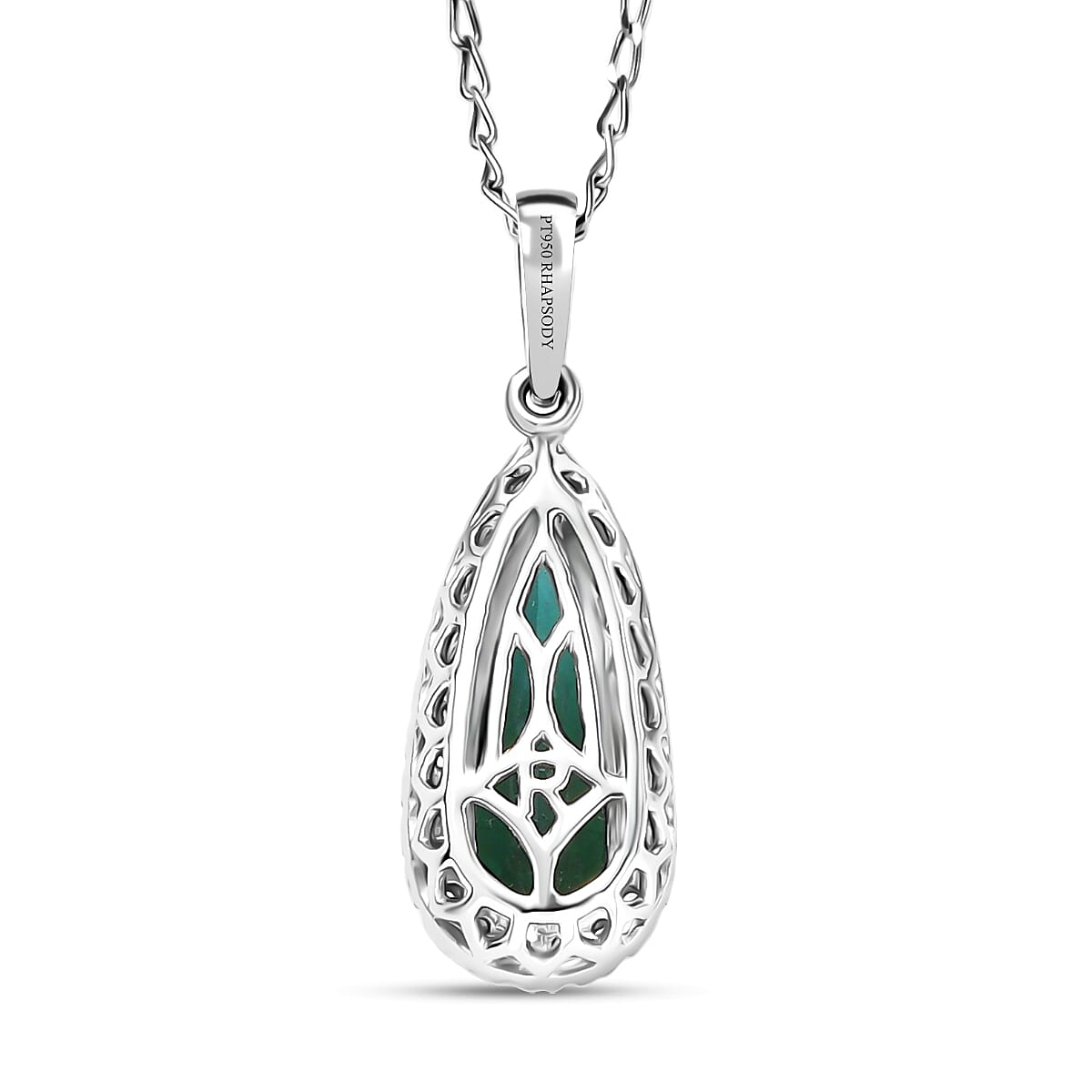 Doorbuster Certified & Appraised Rhapsody AAAA Pirineu Lagoon Tourmaline and Diamond E-F VS 2.00 ctw Pendant Necklace in 950 Platinum 20 Inches image number 2