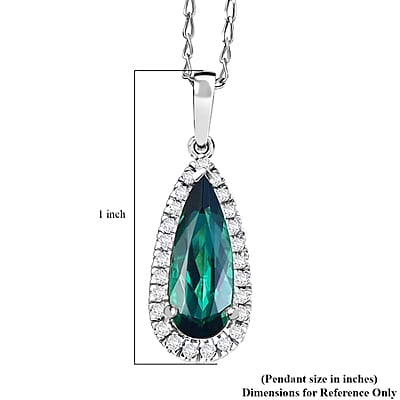  Certified & Appraised Rhapsody AAAA Pirineu Lagoon Tourmaline and Diamond E-F VS 2.00 ctw Pendant Necklace in 950 Platinum 20 Inches