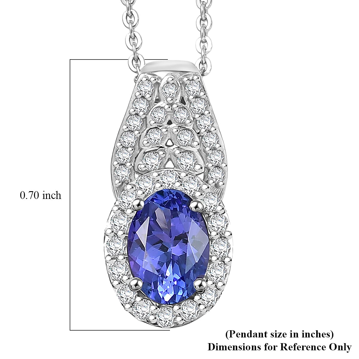 D'Joy AAA Tanzanite and Moissanite 1.10 ctw Pendant Necklace in Rhodium Over Sterling Silver 20 Inches image number 6