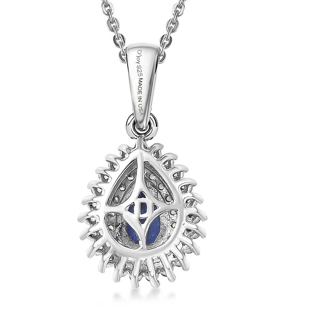 D'Joy AAA Tanzanite and White Zircon 0.80 ctw Twilight Drop Pendant Necklace in Rhodium Over Sterling Silver 20 Inches image number 4