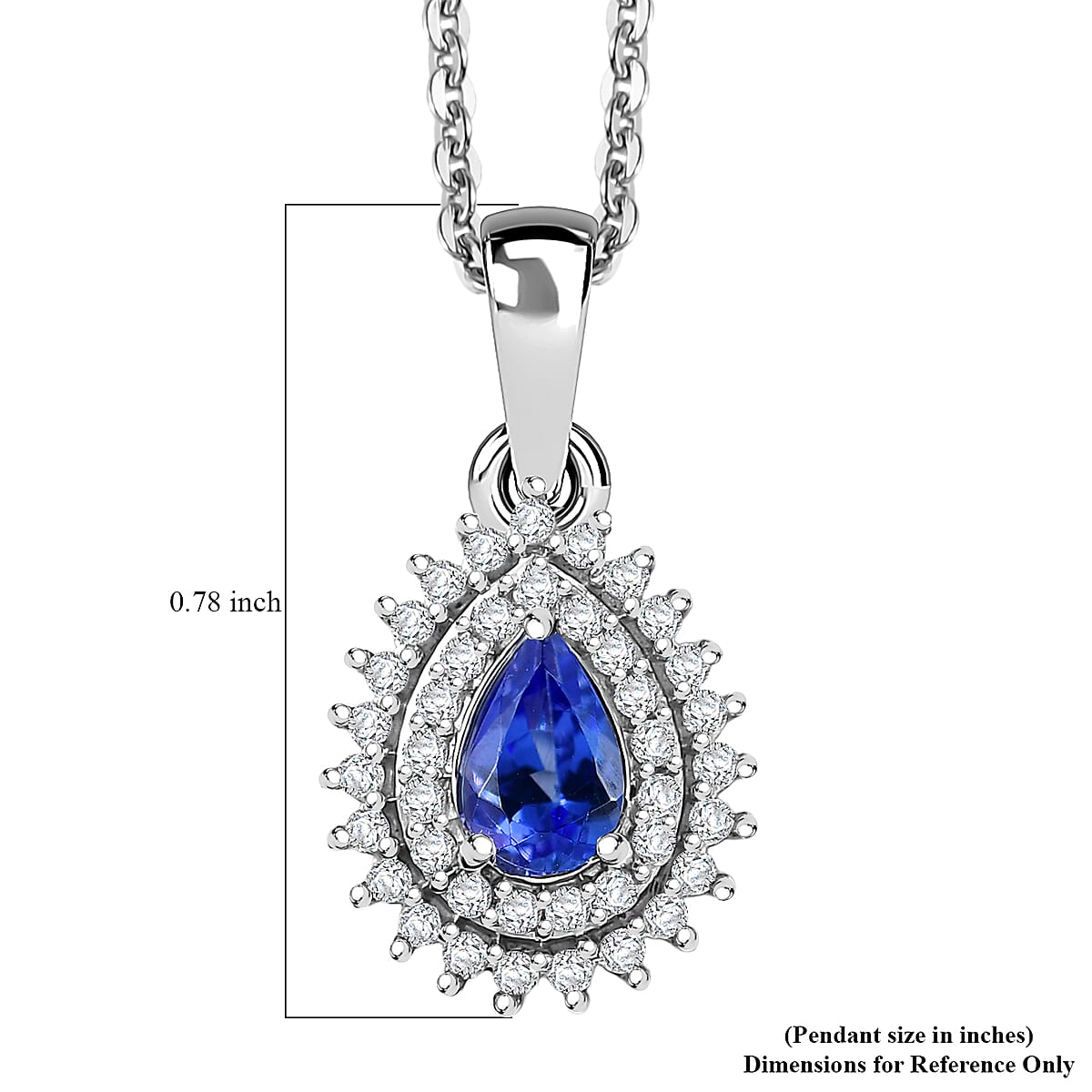 D'Joy AAA Tanzanite and White Zircon 0.80 ctw Twilight Drop Pendant Necklace in Rhodium Over Sterling Silver 20 Inches image number 6