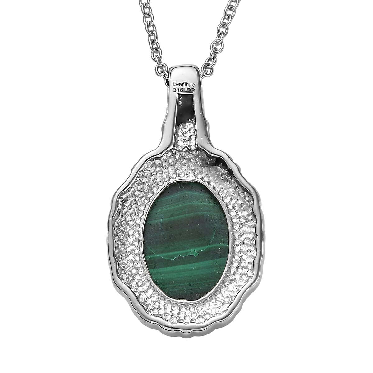 EverTrue African Malachite 12.90 ctw Pendant Necklace in Stainless Steel 20 Inches  image number 4
