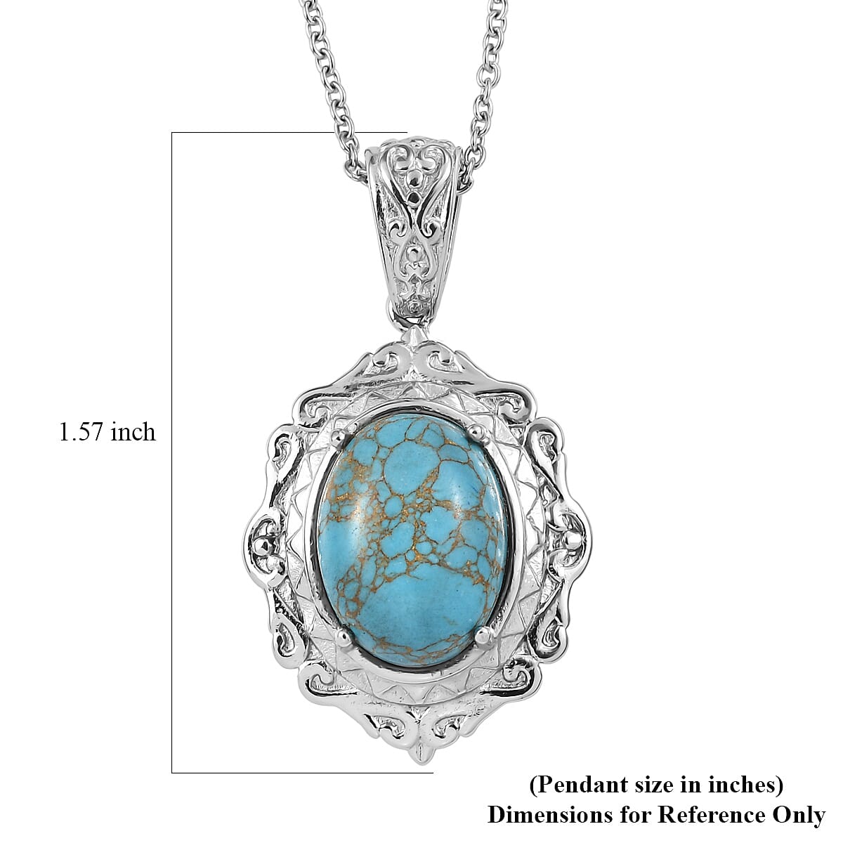 EverTrue Mojave Blue Turquoise 8.60 ctw Pendant Necklace in Stainless Steel 20 Inches  image number 6