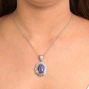 EverTrue Mojave Purple Turquoise 7.60 ctw Pendant Necklace in Stainless Steel 20 Inches 