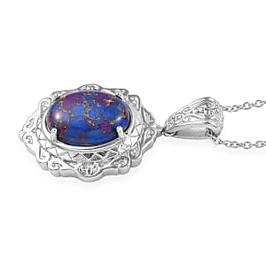 EverTrue Mojave Purple Turquoise 7.60 ctw Pendant Necklace in Stainless Steel 20 Inches 