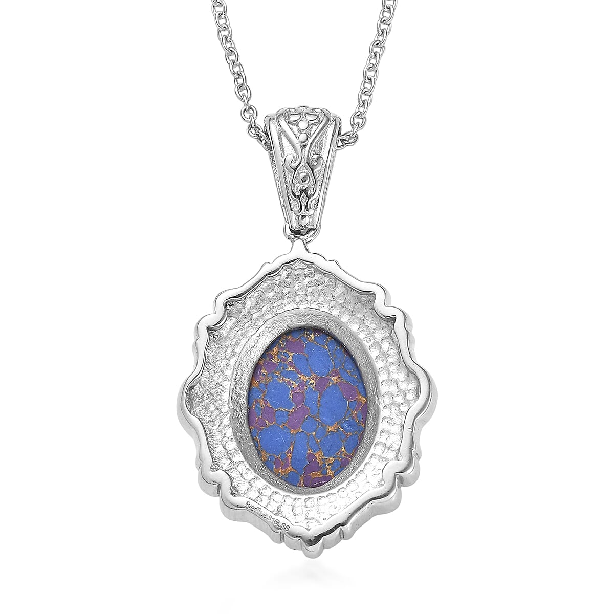 EverTrue Mojave Purple Turquoise 7.60 ctw Pendant Necklace in Stainless Steel 20 Inches  image number 4