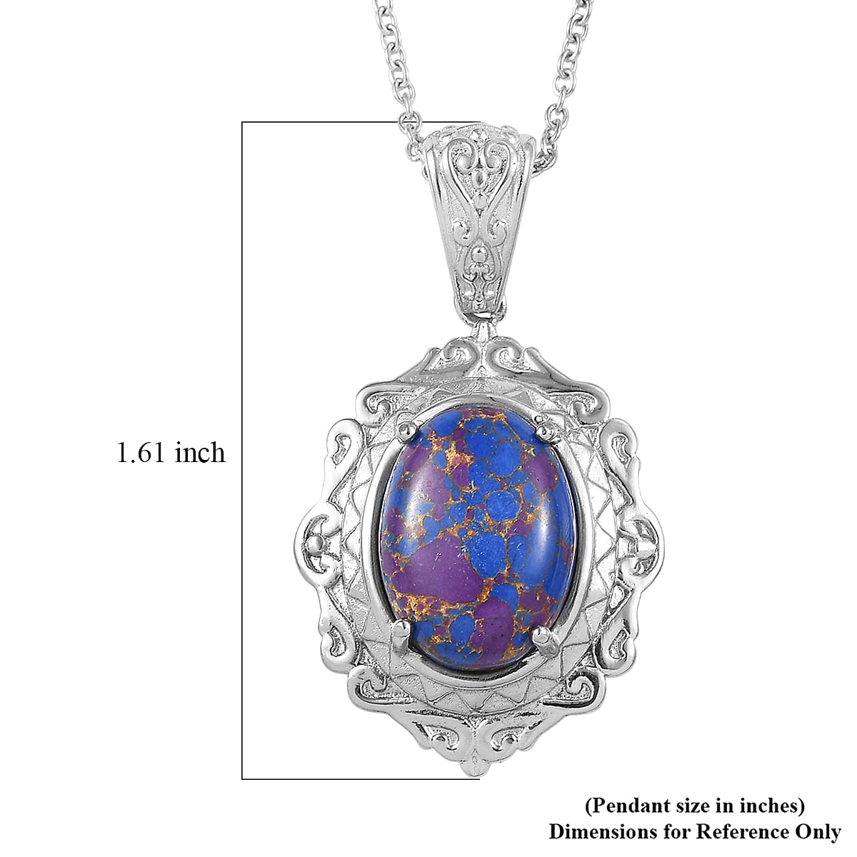 EverTrue Mojave Purple Turquoise 7.60 ctw Pendant Necklace in Stainless Steel 20 Inches  image number 5