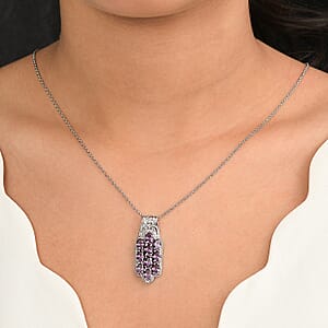 EverTrue Simulated Amethyst Color Diamond Pendant Necklace in Stainless Steel 20 Inches 