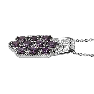EverTrue Simulated Amethyst Color Diamond Pendant Necklace in Stainless Steel 20 Inches 