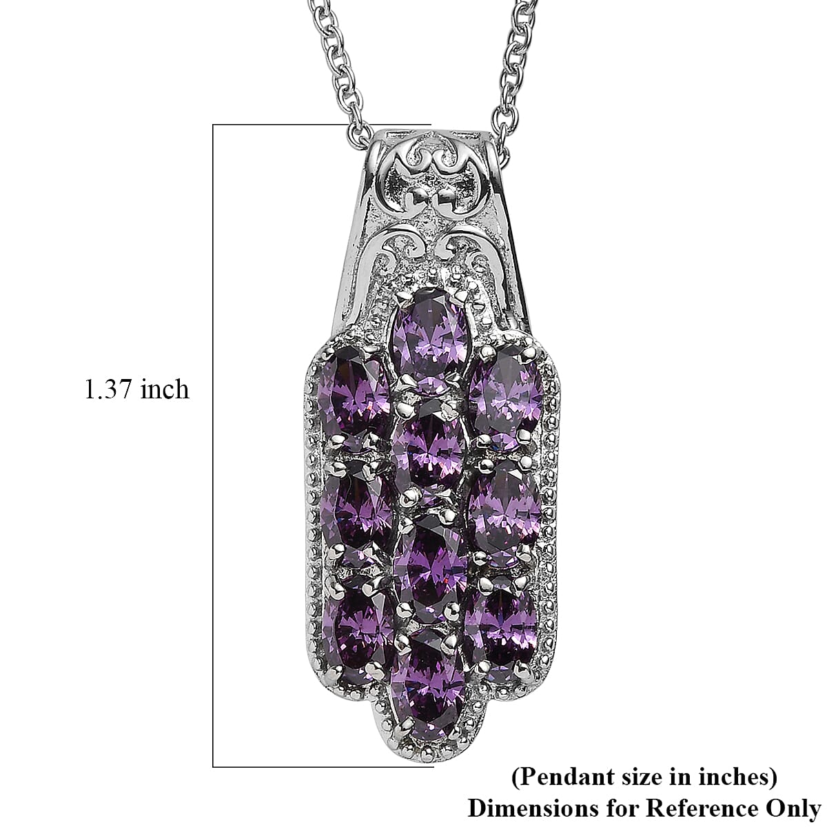 EverTrue Simulated Amethyst Color Diamond Pendant Necklace in Stainless Steel 20 Inches  image number 5