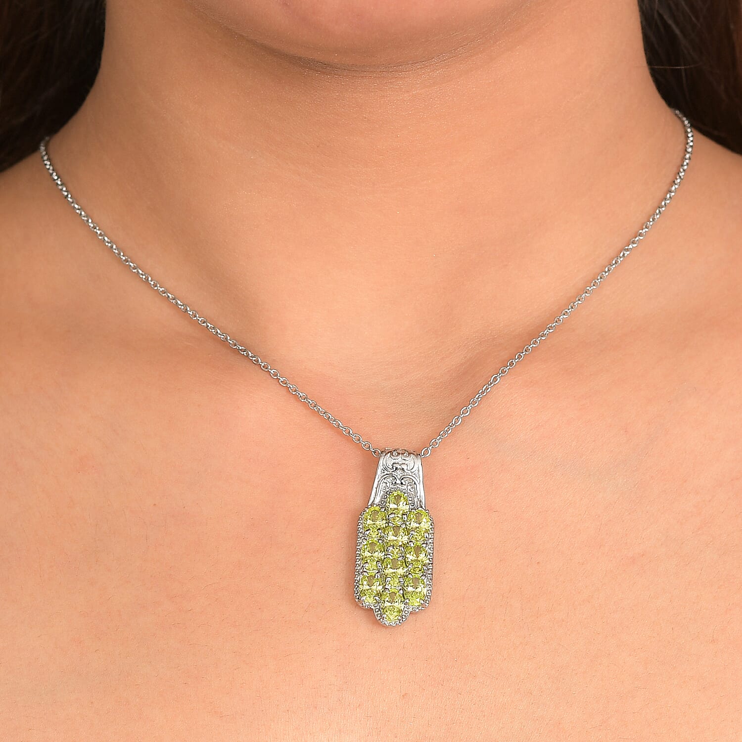 Pendant with Chain (Size 20) Stainless Steel 7.60 ctw