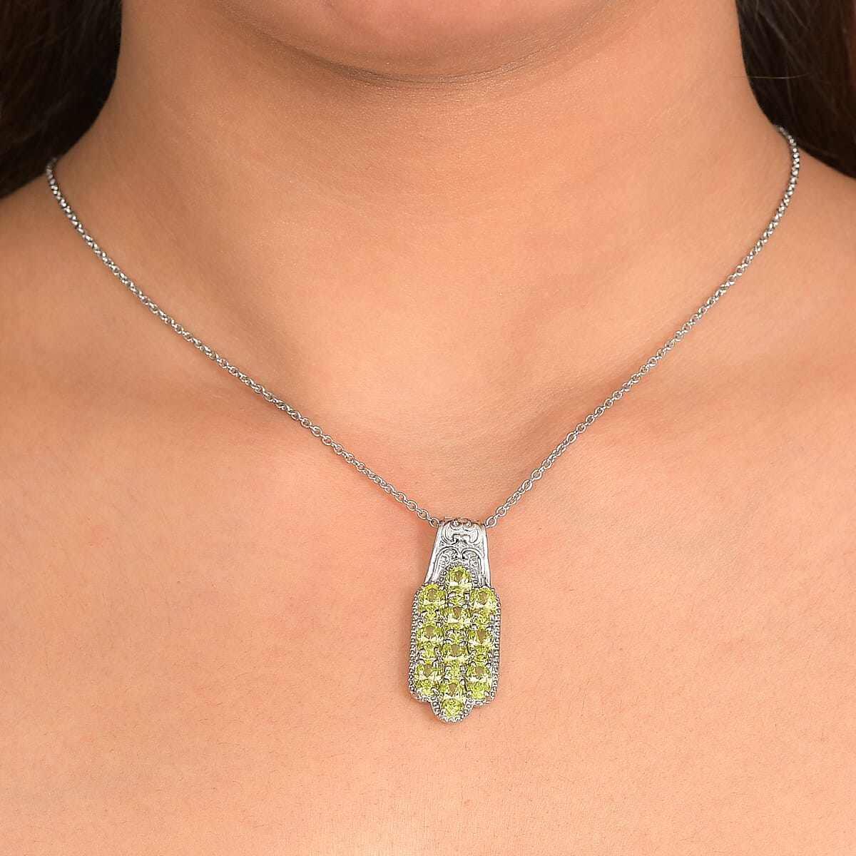 Pendant with Chain (Size 20) Stainless Steel 7.60 ctw image number 2
