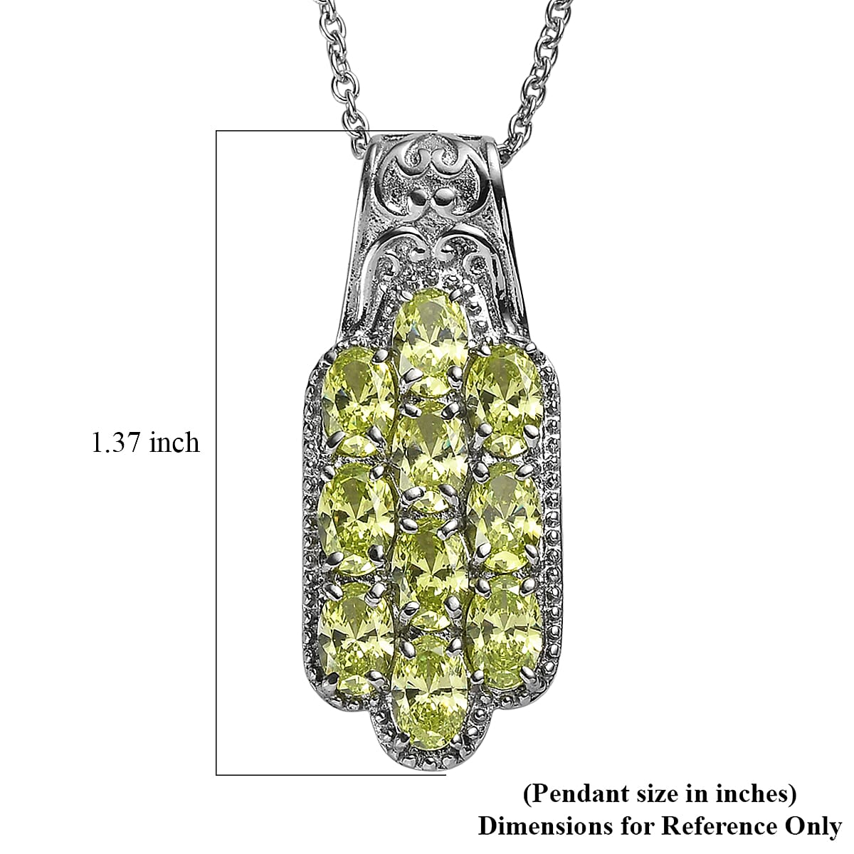 Pendant with Chain (Size 20) Stainless Steel 7.60 ctw