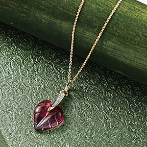 GP Italian Garden Special Murano Collection Pink Bi Color Glass, Zircon Pendant Necklace in 18K Vermeil YG Over Sterling Silver 0.10 ctw (20 Inches) (Del. in 12-15 Days)