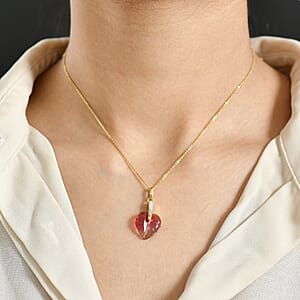 GP Italian Garden Special Murano Collection Pink Bi Color Glass, Zircon Pendant Necklace in 18K Vermeil YG Over Sterling Silver 0.10 ctw (20 Inches) (Del. in 12-15 Days)