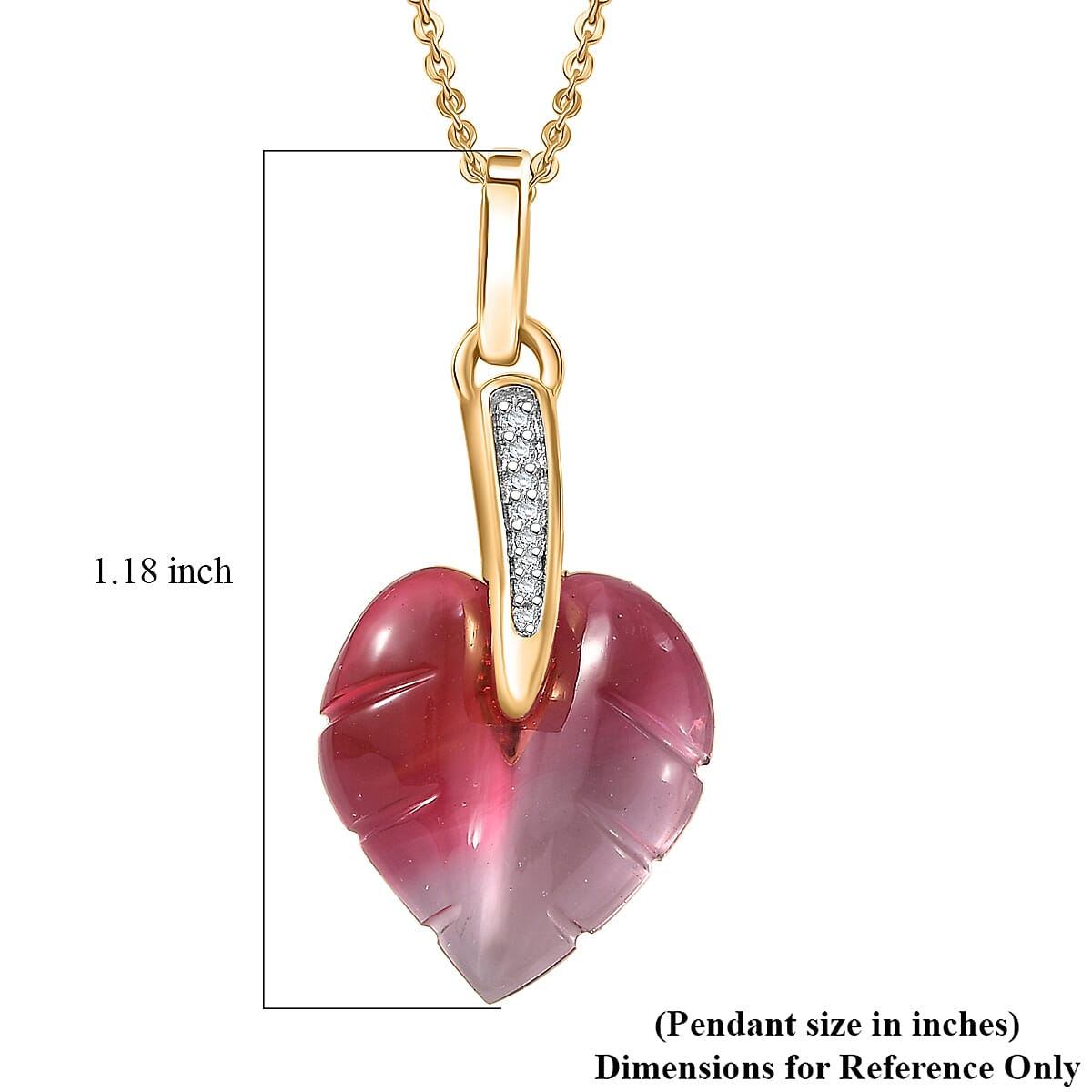 GP Italian Garden Special Murano Collection Pink Bi Color Glass and White Zircon 0.10 ctw Pendant Necklace in 18K Vermeil Yellow Gold Over Sterling Silver 20 Inches (Del. in 12-15 Days)  image number 6