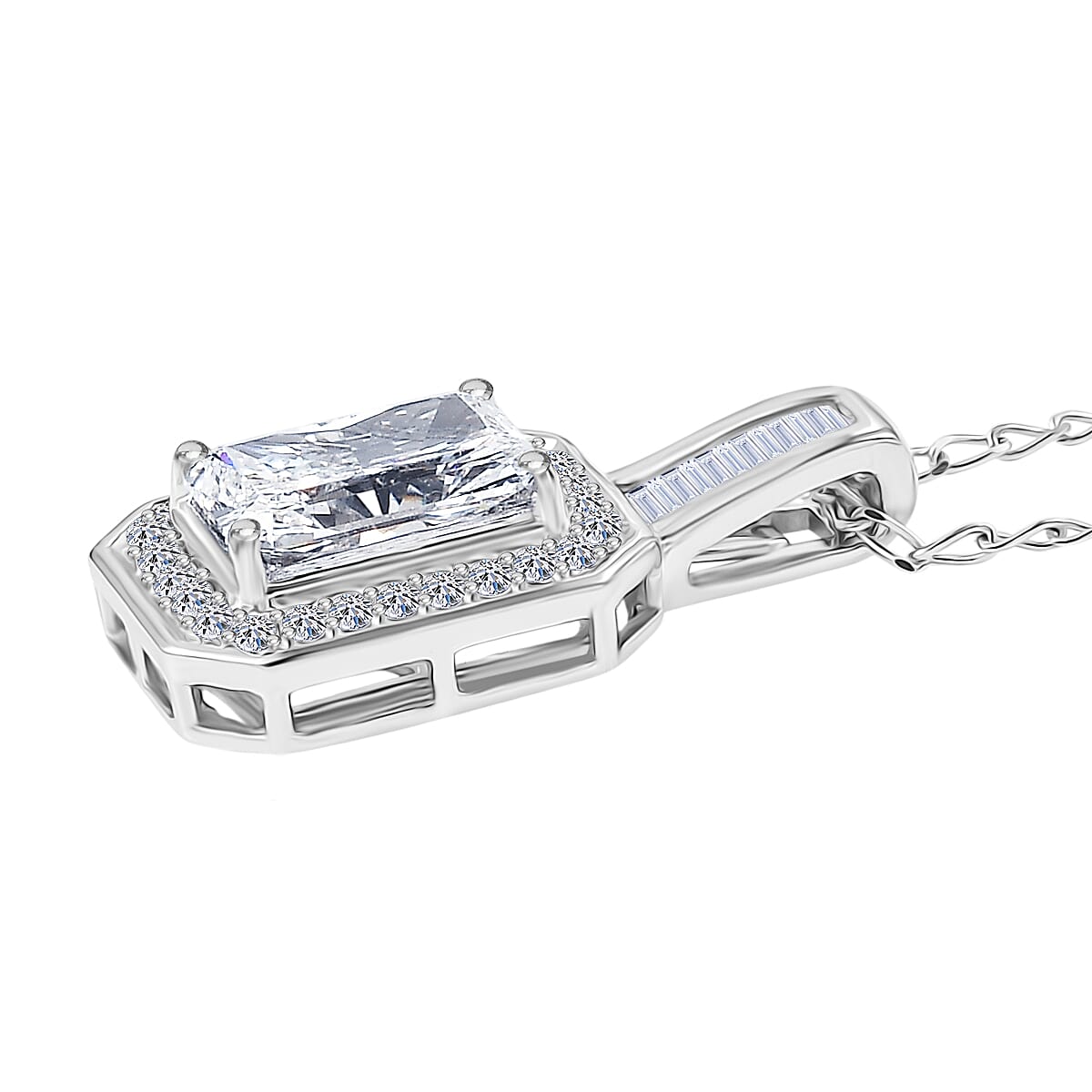 Luxuriant Lab Grown Diamond E-F VS 2.25 ctw Frame Glow Pendant Necklace in 950 Platinum 6.35 Grams 20 Inches image number 3