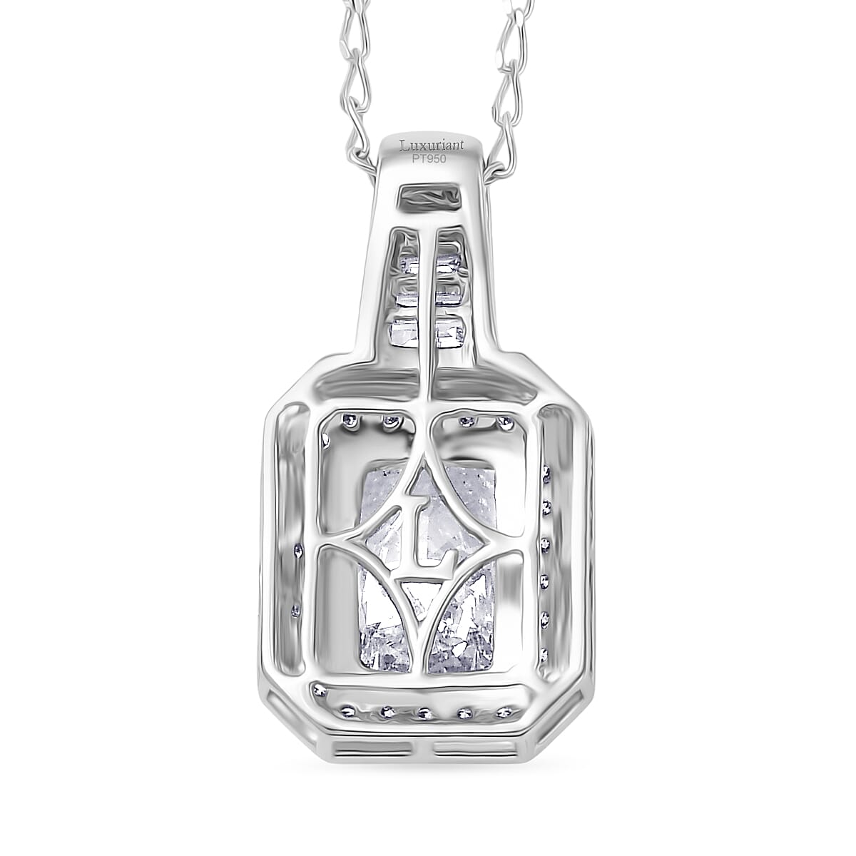 Luxuriant Lab Grown Diamond E-F VS 2.25 ctw Frame Glow Pendant Necklace in 950 Platinum 6.35 Grams 20 Inches image number 4
