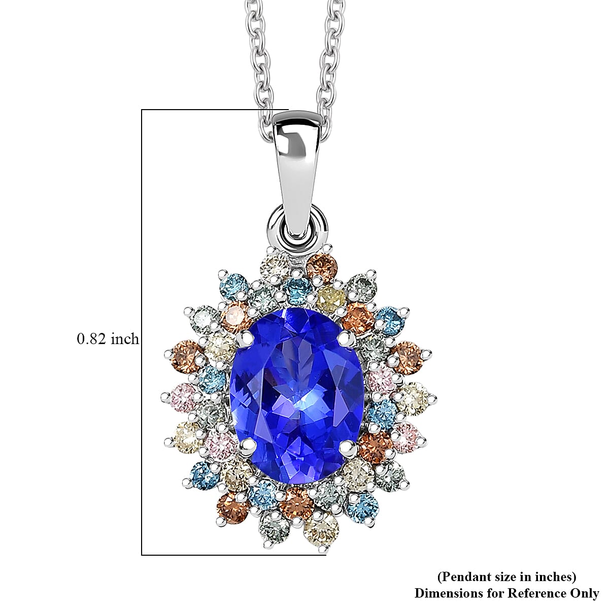 AAA Tanzanite and Luxuriant Lab Grown Multi Diamond G-H SI 2.20 ctw Twilight Bloom Pendant Necklace in 10K White Gold 20 Inches image number 5