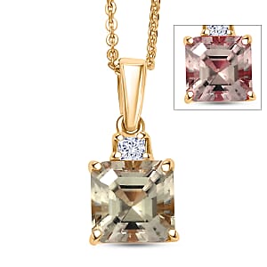 Doorbuster AAA Turkizite and Luxuriant Lab Grown Diamond G-H SI 2.00 ctw Pendant Necklace in 18K Vermeil Yellow Gold Over Sterling Silver 20 Inches