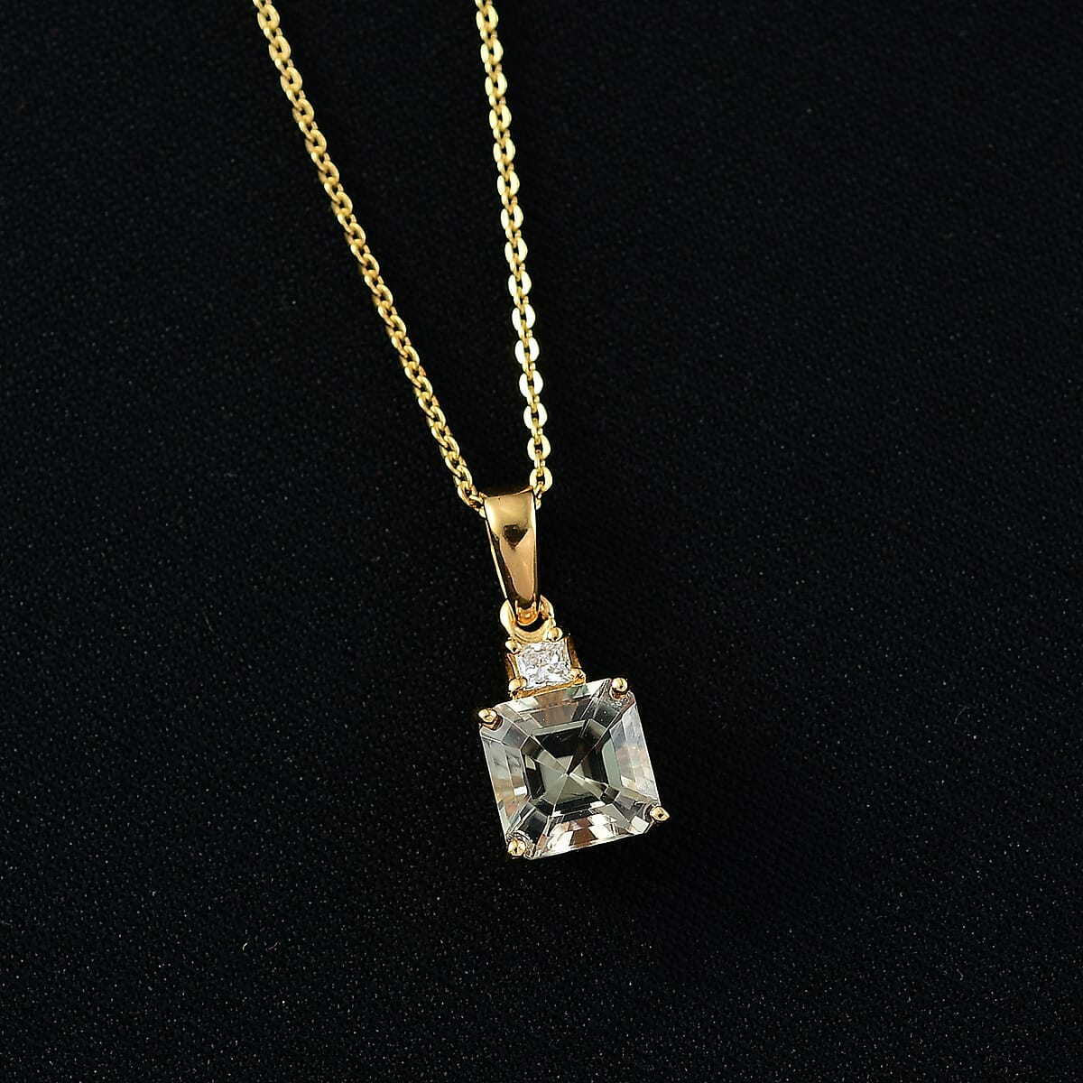 Doorbuster AAA Turkizite and Luxuriant Lab Grown Diamond G-H SI 2.00 ctw Pendant Necklace in 18K Vermeil Yellow Gold Over Sterling Silver 20 Inches image number 1
