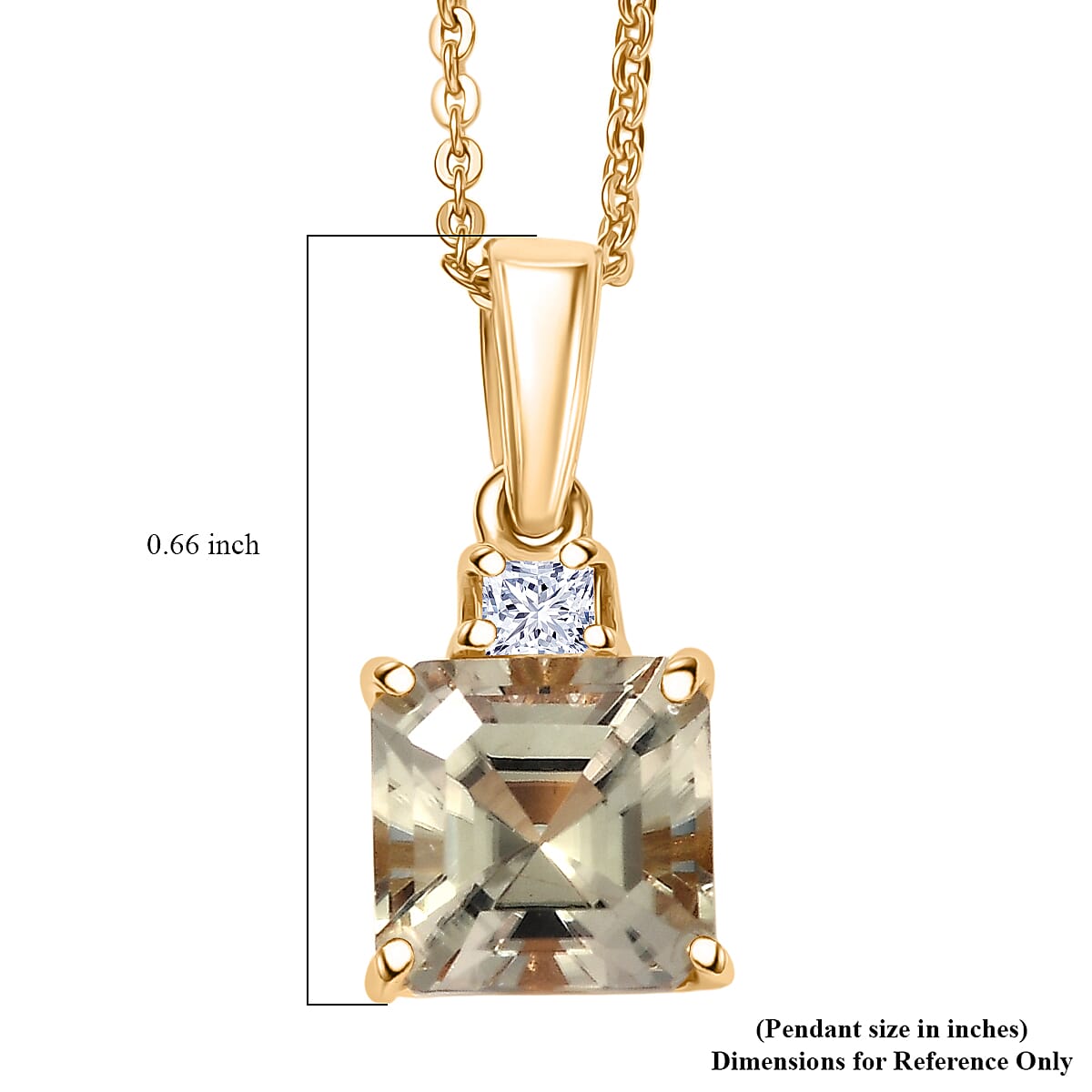 Doorbuster AAA Turkizite and Luxuriant Lab Grown Diamond G-H SI 2.00 ctw Pendant Necklace in 18K Vermeil Yellow Gold Over Sterling Silver 20 Inches image number 5