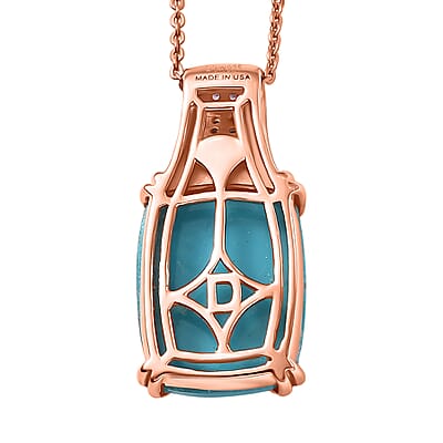 D'Joy Sleeping Beauty Turquoise, Multi Gemstone Pendant Necklace in 18K Vermeil RG Over Sterling Silver 7.75 ctw (20 Inches) (Del. in 7-10 Days)