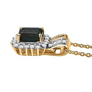 Doorbuster Luxoro AAAA Monte Belo Indicolite and I2 Diamond 1.30 ctw Royal Elegance Pendant Necklace 20 Inches in 14K Yellow Gold 