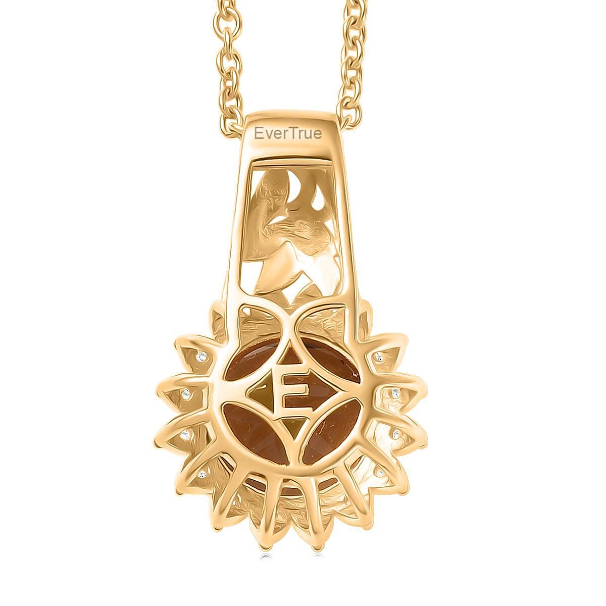 EverTrue Autumn Alexite and White Zircon 4.00 ctw Pendant in 18K YG Plated with ION Plated YG Stainless Steel Necklace 20 Inches image number 4