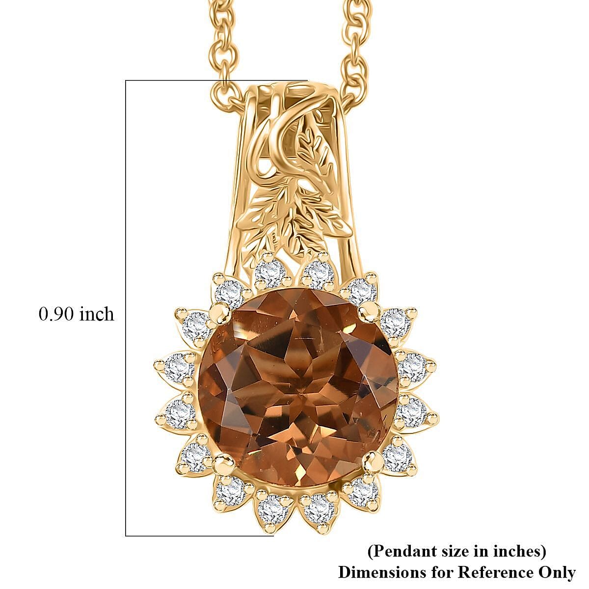 EverTrue Autumn Alexite and White Zircon 4.00 ctw Pendant in 18K YG Plated with ION Plated YG Stainless Steel Necklace 20 Inches image number 5