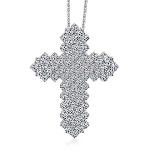 Doorbuster Luxuriant Lab Grown Diamond G SI 4.36 ctw Cross Pendant Necklace in Sterling Silver 16-18 Inches