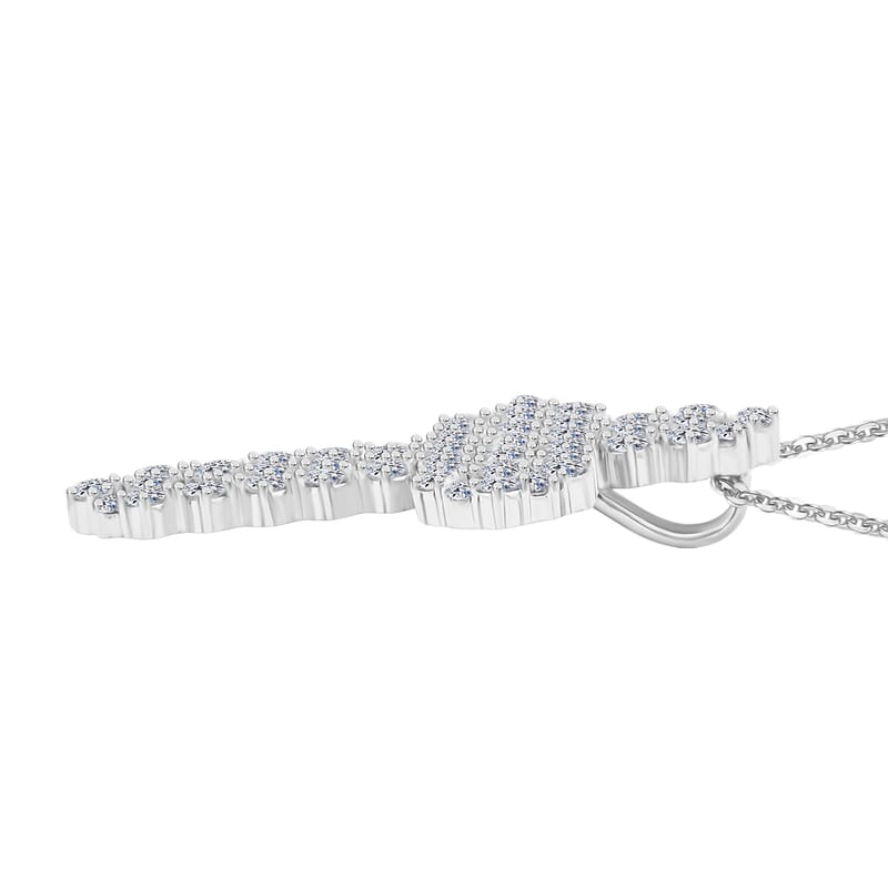 Luxuriant Lab Grown Diamond G SI 4.36 ctw Cross Pendant Necklace in Sterling Silver 16-18 Inches