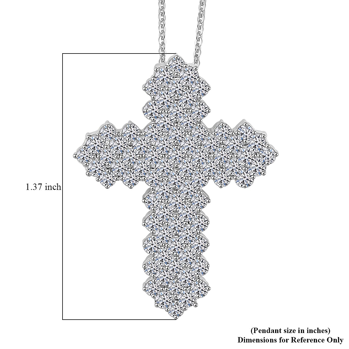 Luxuriant Lab Grown Diamond G SI 4.36 ctw Cross Pendant Necklace in Sterling Silver 16-18 Inches