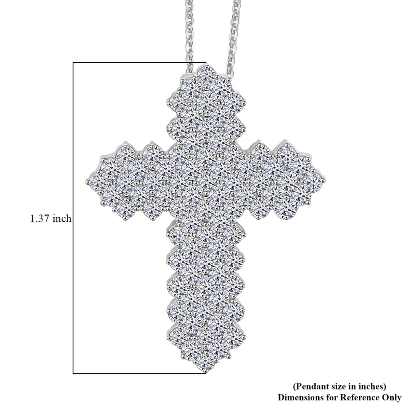 Luxuriant Lab Grown Diamond G SI 4.36 ctw Cross Pendant Necklace in Sterling Silver 16-18 Inches