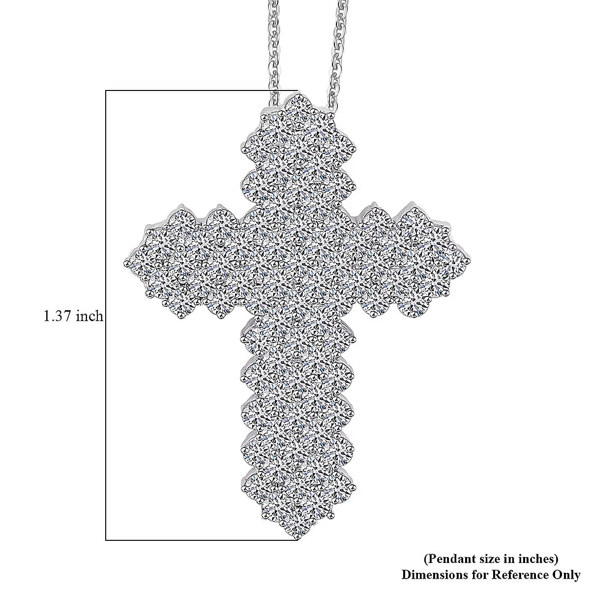 Doorbuster Luxuriant Lab Grown Diamond G SI 4.36 ctw Cross Pendant Necklace in Sterling Silver 16-18 Inches image number 6