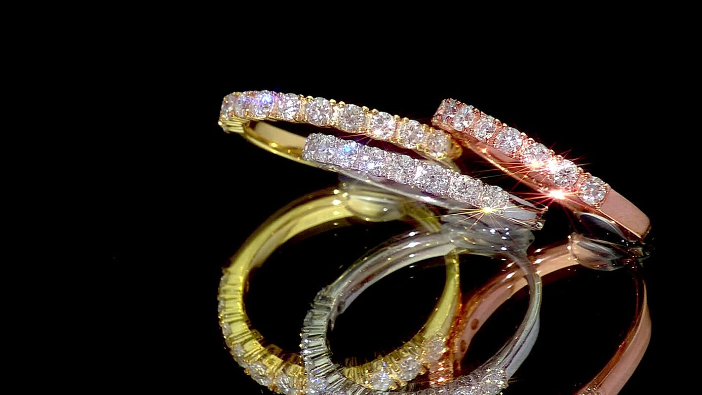 Lab Grown Diamond Set of 3 Ring in 14K YRG Over and Sterling Silver (Size 5.0) 1.60 ctw