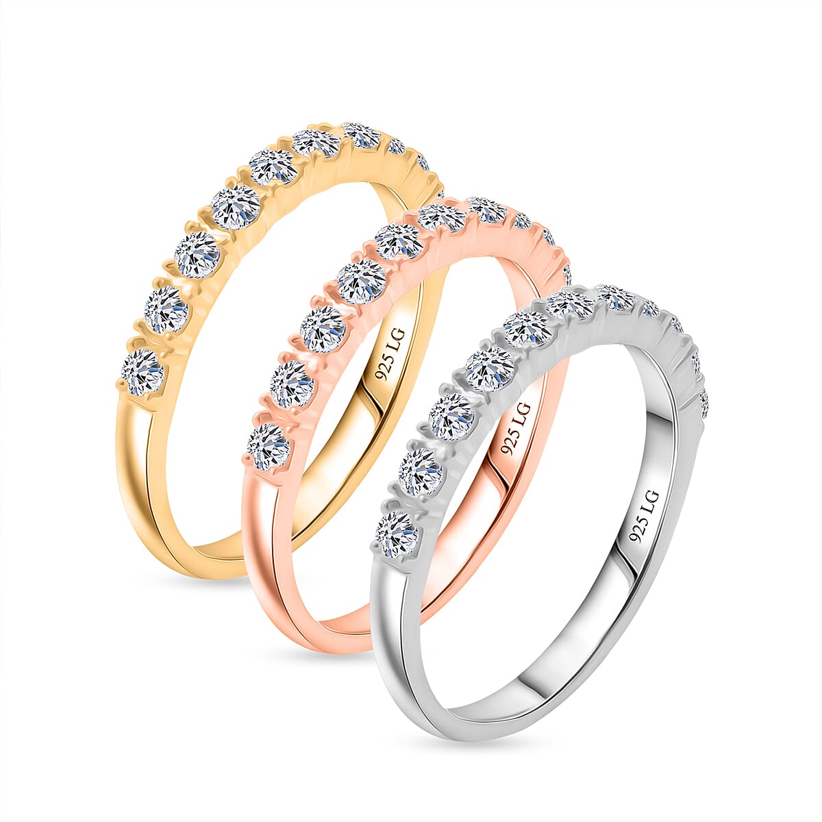 Doorbuster Luxuriant Lab Grown Diamond G SI 1.60 ctw Set of 3 Ring in Sterling Silver (Size 8.0) image number 3