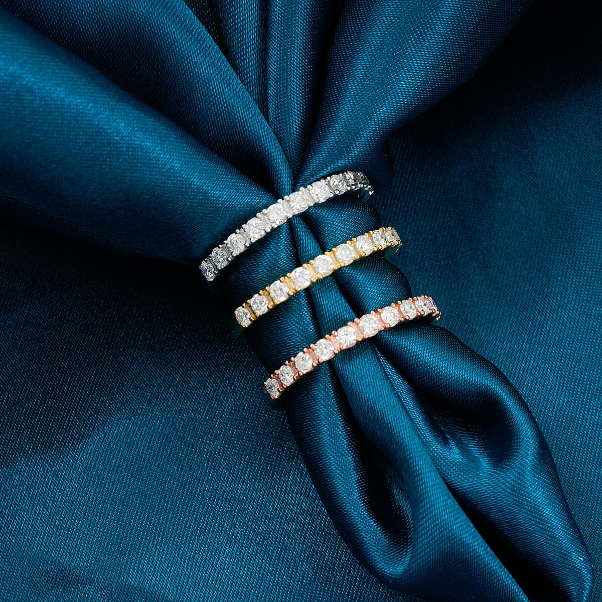 Doorbuster Luxuriant Lab Grown Diamond G SI 1.60 ctw Set of 3 Ring in Sterling Silver (Size 9.0) image number 1