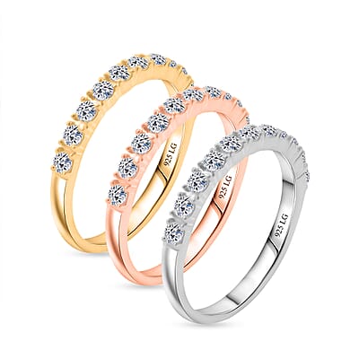 Luxuriant Lab Grown Diamond G SI 1.60 ctw Set of 3 Ring in Sterling Silver (Size 10.0)