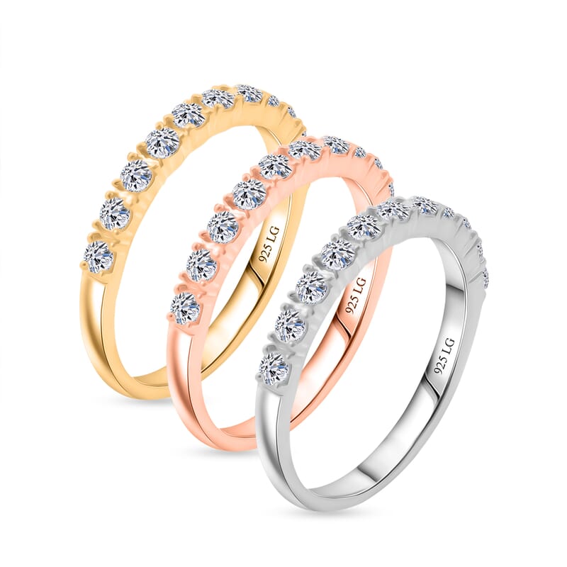 Luxuriant Lab Grown Diamond G SI 1.60 ctw Set of 3 Ring in Sterling Silver (Size 10.0)