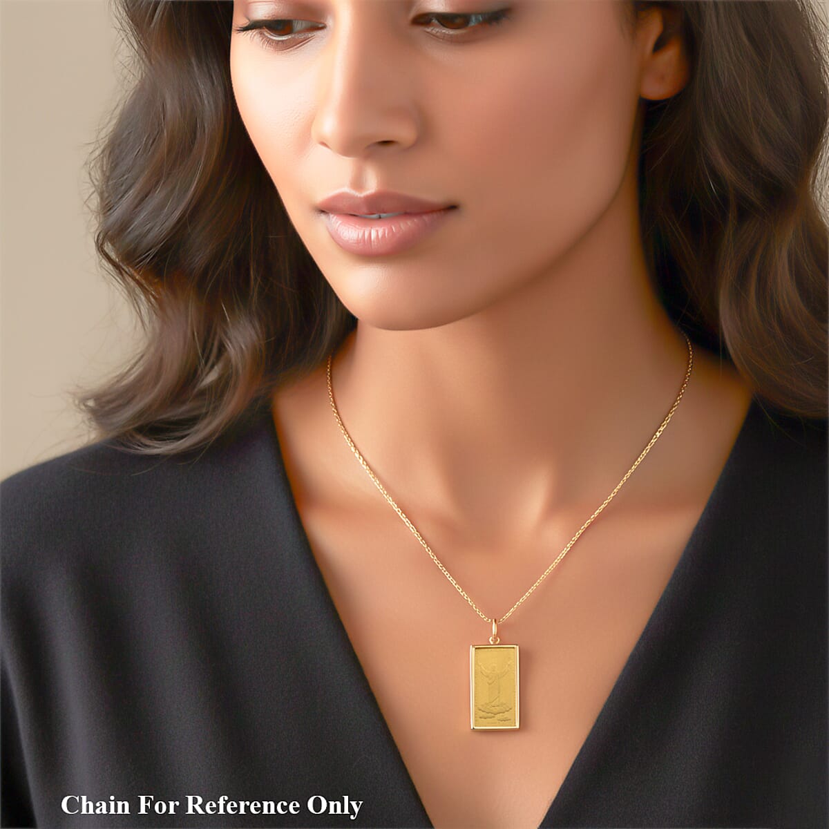 Doorbuster 14K Yellow Gold Pendant Frame 0.43g with 24K Golden Jesus Frame 1g image number 2