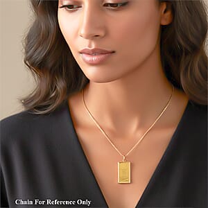 24K Gold Jesus Ingot Bar (1 Gram) with 14K Yellow Gold Frame Pendant (0.43 Gram)